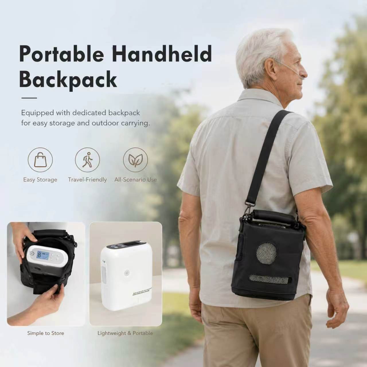 1-8L Lightweight Pulse Dose & Continuous Flow Oxygen Concentrator - CHO-08