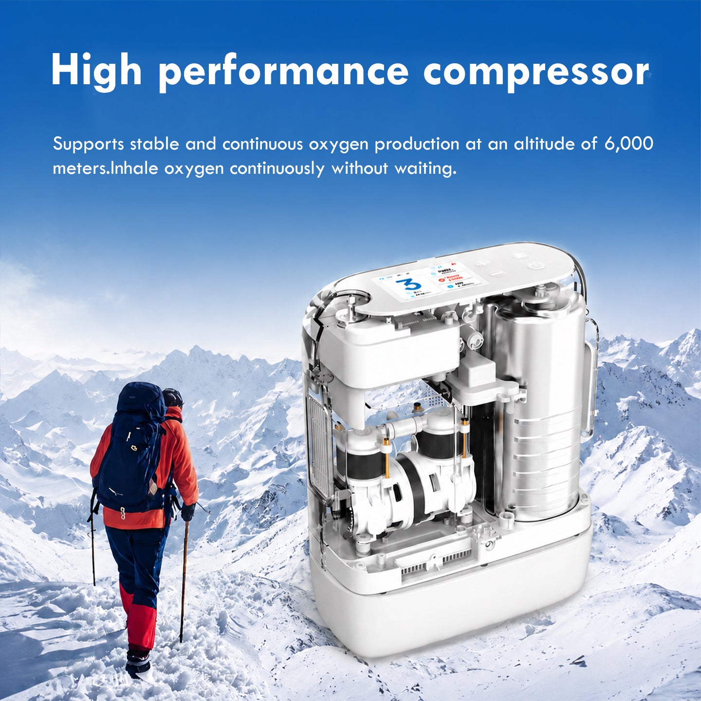 1-8L Lightweight Pulse Dose & Continuous Flow Oxygen Concentrator - CHO-08