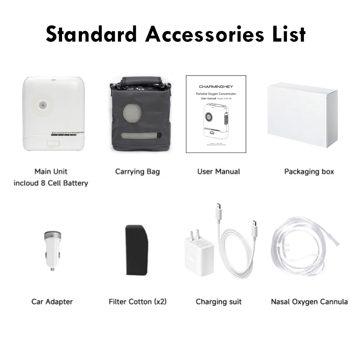 1-8L Lightweight Pulse Dose & Continuous Flow Oxygen Concentrator - CHO-08